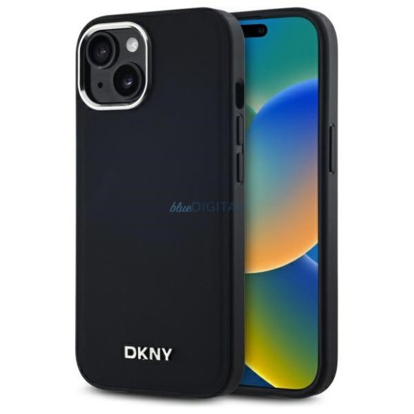 DKNY DKHMP14SPSCMCLK Plain Logo MagSafe-kompatibilis keménytok iPhone 14 - fekete