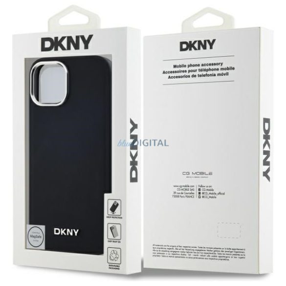 DKNY DKHMP14SPSCMCLK Plain Logo MagSafe-kompatibilis keménytok iPhone 14 - fekete