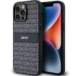   DKNY DKHCP14XPRTHSLK Leather Mono Stripe & Metal Logo tok iPhone 14 Pro Max - fekete