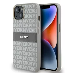   DKNY DKHCP14SPRTHSLE Leather Mono Stripe & Metal Logo tok iPhone 14 - bézs