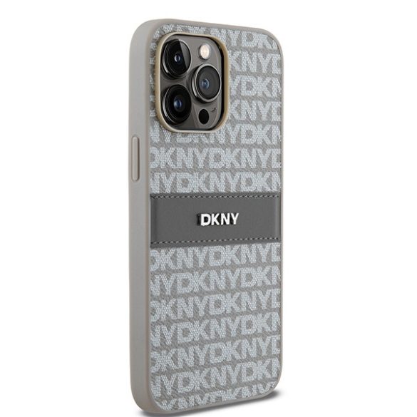 DKNY DKHCP14LPRTHSLE Leather Mono Stripe & Metal Logo tok iPhone 14 Pro - bézs