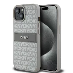   DKNY DKHCP15SPRTHSLE Leather Mono Stripe & Metal Logo tok iPhone 15 - bézs