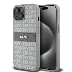   DKNY DKHCP15SPRTHSLE Leather Mono Stripe & Metal Logo tok iPhone 15 - bézs