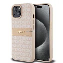   DKNY DKHCP15MPRTHSLP Leather Mono Stripe & Metal Logo Case tok iPhone 15 Plus - rózsaszín