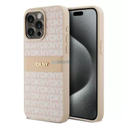   DKNY DKHCP15XPRTHSLP Leather Mono Stripe & Metal Logo tok iPhone 15 Pro Max - rózsaszín
