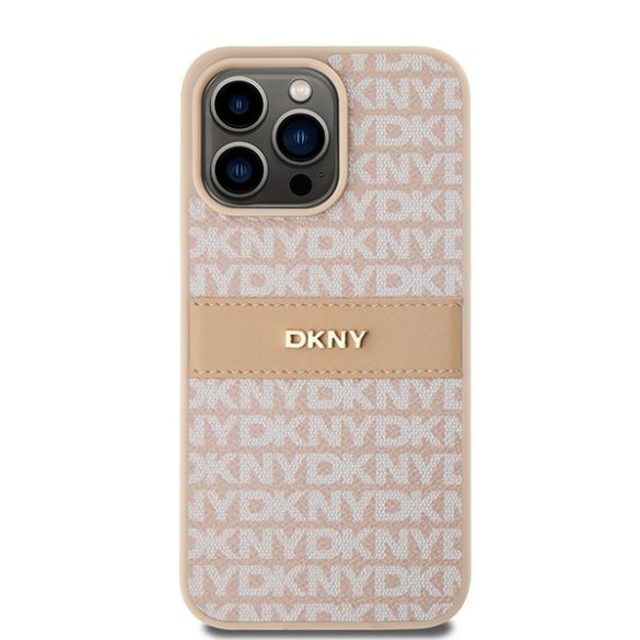 DKNY DKHCP15XPRTHSLP Leather Mono Stripe & Metal Logo tok iPhone 15 Pro Max - rózsaszín