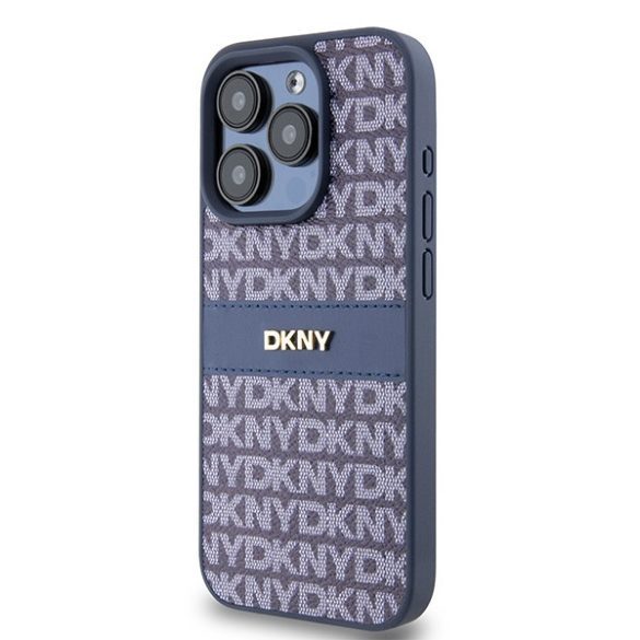 DKNY DKHCP15LPRTHSLB Leather Mono Stripe & Metal Logo tok iPhone 15 Pro - kék