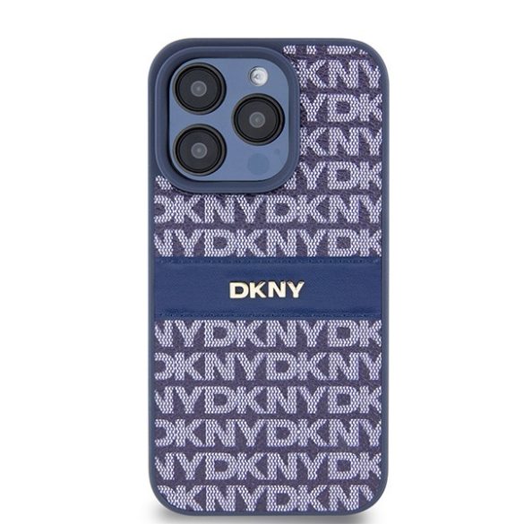 DKNY DKHCP15LPRTHSLB Leather Mono Stripe & Metal Logo tok iPhone 15 Pro - kék