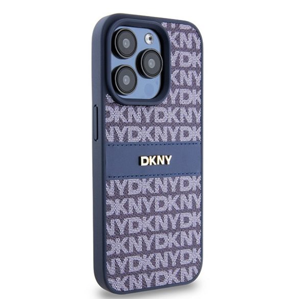 DKNY DKHCP15LPRTHSLB Leather Mono Stripe & Metal Logo tok iPhone 15 Pro - kék