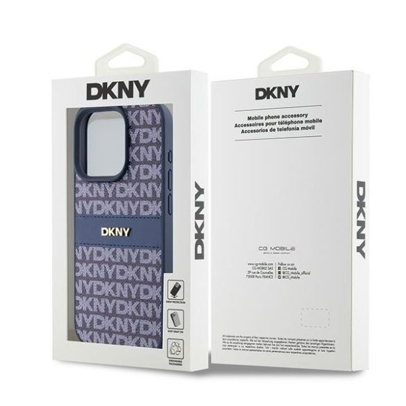 DKNY DKHCP15LPRTHSLB Leather Mono Stripe & Metal Logo tok iPhone 15 Pro - kék