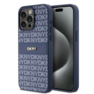 DKNY DKHCP15XPRTHSLB Leather Mono Stripe & Metal Logo tok iPhone 15 Pro Max - kék