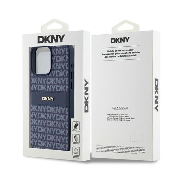 DKNY DKHCP15XPRTHSLB Leather Mono Stripe & Metal Logo tok iPhone 15 Pro Max - kék