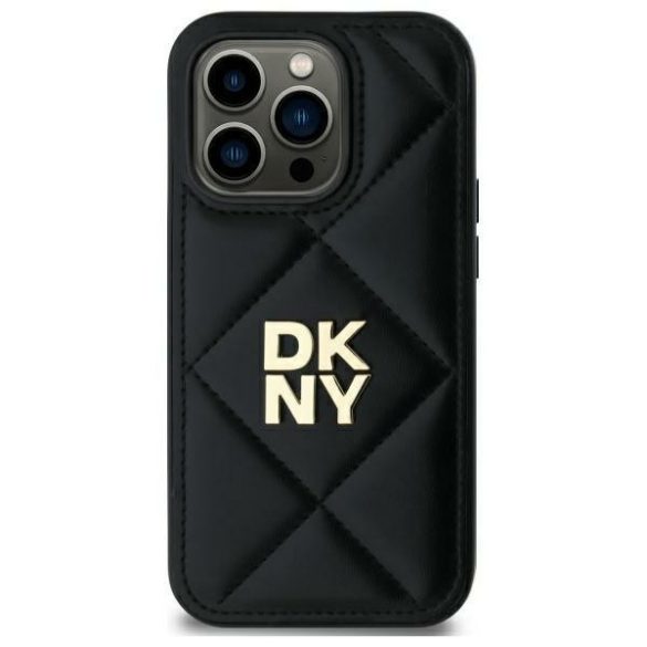 DKNY DKHCP14SPQDSLK Quilted Stack Logo tok iPhone 14 - fekete