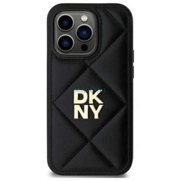 DKNY DKHCP14LPQDSLK Quilted Stack Logo tok iPhone 14 Pro - fekete