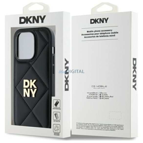 DKNY DKHCP14LPQDSLK Quilted Stack Logo tok iPhone 14 Pro - fekete