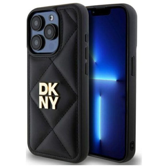 DKNY DKHCP15LPQDSLK Quilted Stack Logo tok iPhone 15 Pro - fekete