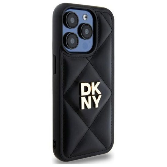 DKNY DKHCP15LPQDSLK Quilted Stack Logo tok iPhone 15 Pro - fekete