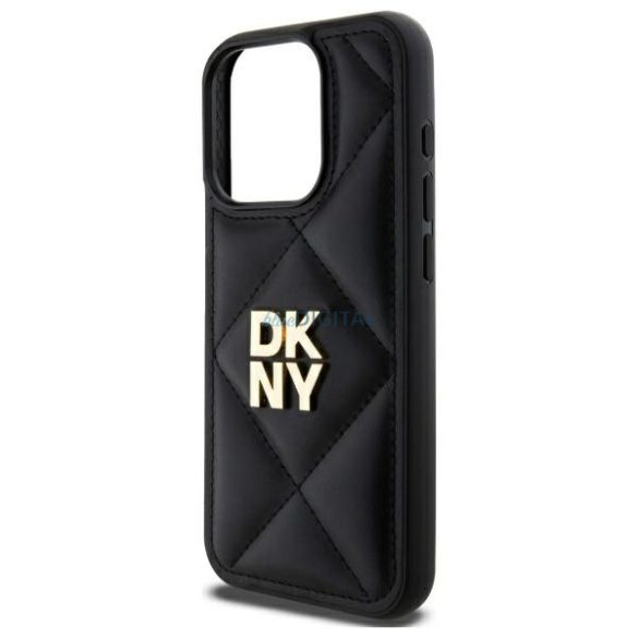 DKNY DKHCP15LPQDSLK Quilted Stack Logo tok iPhone 15 Pro - fekete