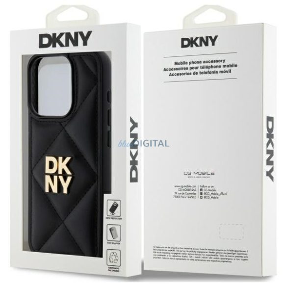 DKNY DKHCP15LPQDSLK Quilted Stack Logo tok iPhone 15 Pro - fekete