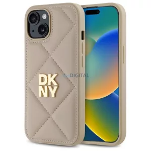 DKNY DKHCP15SPQDSLE Quilted Stack Logo tok iPhone 15 - bézs