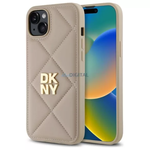 DKNY DKHCP15MPQDSLE Quilted Stack Logo tok iPhone 15 Plus - bézs