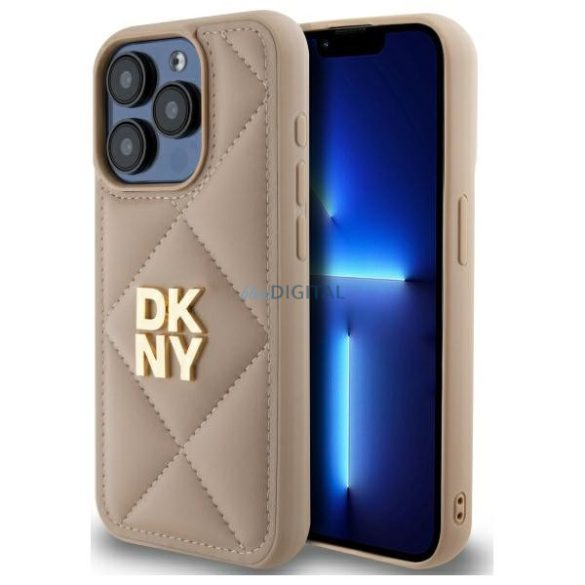 DKNY DKHCP15LPQDSLE Quilted Stack Logo tok iPhone 15 Pro - bézs