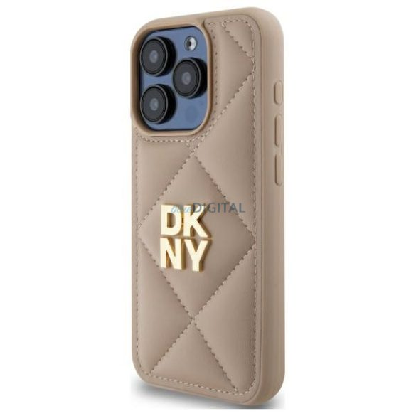 DKNY DKHCP15LPQDSLE Quilted Stack Logo tok iPhone 15 Pro - bézs