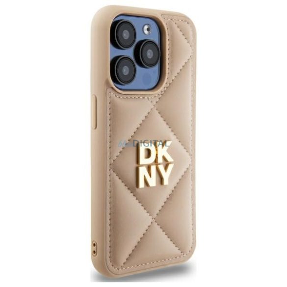 DKNY DKHCP15LPQDSLE Quilted Stack Logo tok iPhone 15 Pro - bézs