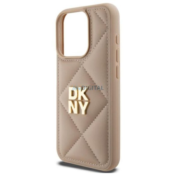 DKNY DKHCP15LPQDSLE Quilted Stack Logo tok iPhone 15 Pro - bézs