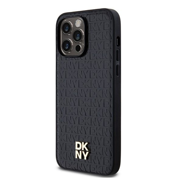 DKNY DKHMP13LPSHRPSK Leather Pattern Metal Logo MagSafe-kompatibilis tok iPhone 13 /13 Pro - fekete