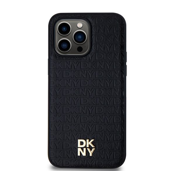 DKNY DKHMP13LPSHRPSK Leather Pattern Metal Logo MagSafe-kompatibilis tok iPhone 13 /13 Pro - fekete