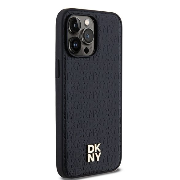 DKNY DKHMP13LPSHRPSK Leather Pattern Metal Logo MagSafe-kompatibilis tok iPhone 13 /13 Pro - fekete