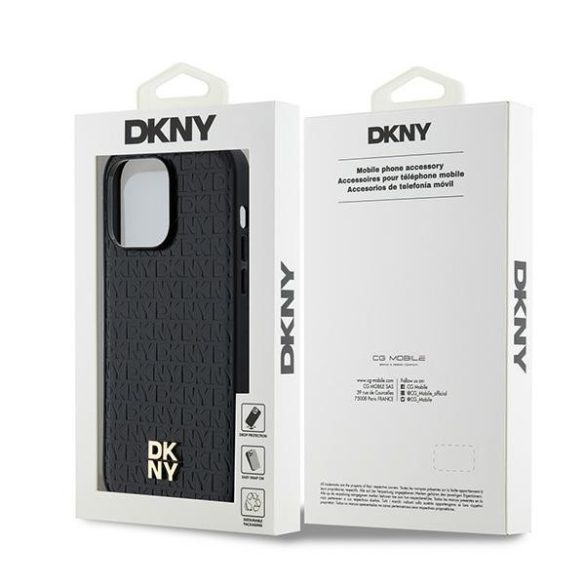 DKNY DKHMP13LPSHRPSK Leather Pattern Metal Logo MagSafe-kompatibilis tok iPhone 13 /13 Pro - fekete