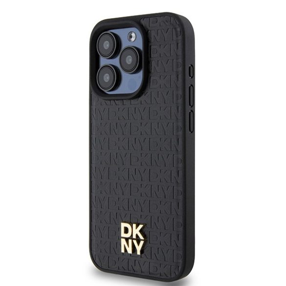 DKNY DKHMP15LPSHRPSK Leather Monogram Pattern Metal Logo MagSafe-kompatibilis tok iPhone 15 Pro - fekete