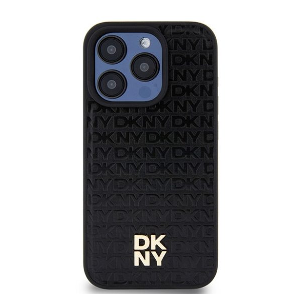 DKNY DKHMP15LPSHRPSK Leather Monogram Pattern Metal Logo MagSafe-kompatibilis tok iPhone 15 Pro - fekete