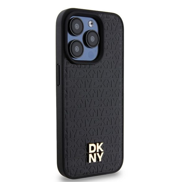 DKNY DKHMP15LPSHRPSK Leather Monogram Pattern Metal Logo MagSafe-kompatibilis tok iPhone 15 Pro - fekete