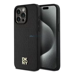   DKNY DKHMP15XPSHRPSK Leather Monogram Pattern Metal Logo MagSafe-kompatibilis tok iPhone 15 Pro Max - fekete