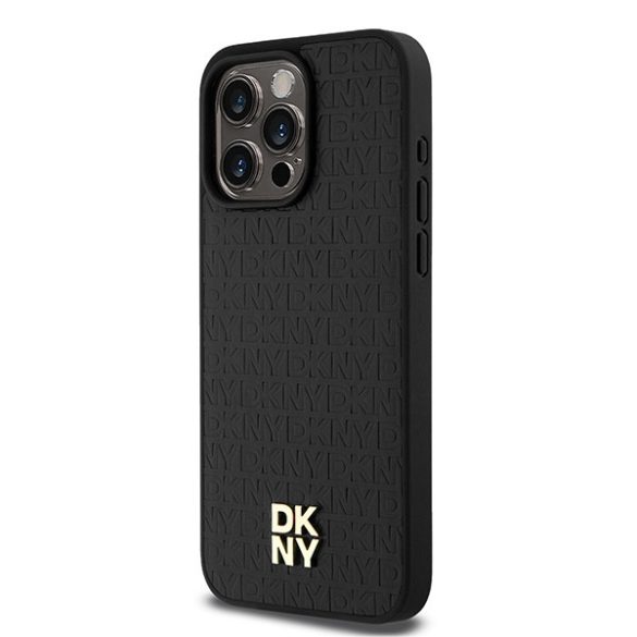 DKNY DKHMP15XPSHRPSK Leather Monogram Pattern Metal Logo MagSafe-kompatibilis tok iPhone 15 Pro Max - fekete