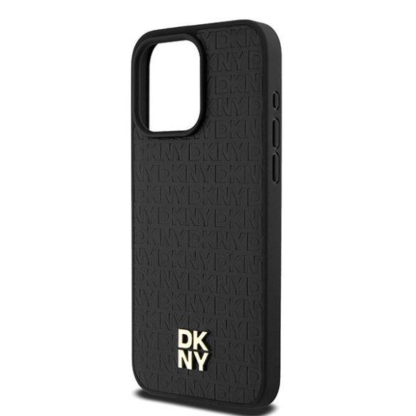 DKNY DKHMP15XPSHRPSK Leather Monogram Pattern Metal Logo MagSafe-kompatibilis tok iPhone 15 Pro Max - fekete