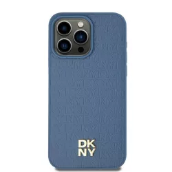   DKNY DKHMP15SPSHRPSB Leather Pattern Metal Logo MagSafe-kompatibilis tok iPhone 15 - kék