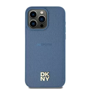 DKNY DKHMP15SPSHRPSB Leather Pattern Metal Logo MagSafe-kompatibilis tok iPhone 15 - kék
