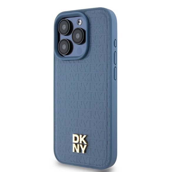 DKNY DKHMP15LPSHRPSB Leather Monogram Pattern Metal Logo MagSafe-kompatibilis tok iPhone 15 Pro - kék