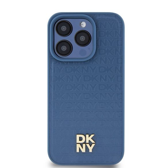 DKNY DKHMP15LPSHRPSB Leather Monogram Pattern Metal Logo MagSafe-kompatibilis tok iPhone 15 Pro - kék