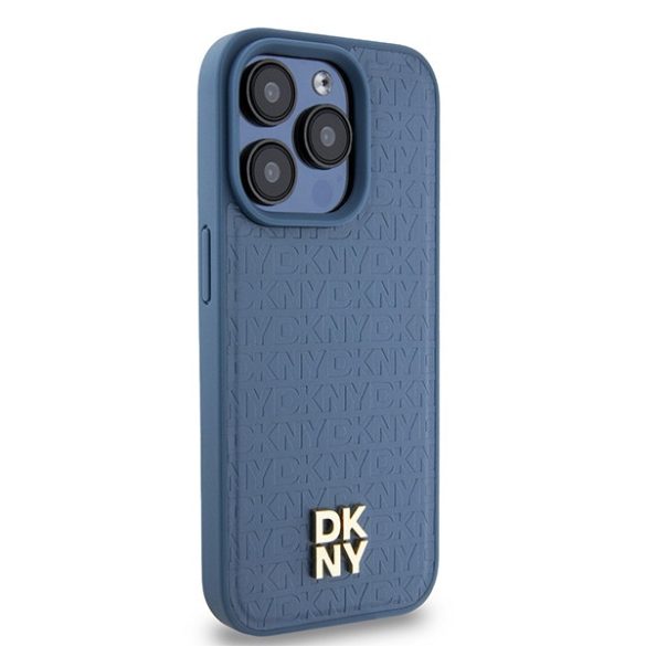 DKNY DKHMP15LPSHRPSB Leather Monogram Pattern Metal Logo MagSafe-kompatibilis tok iPhone 15 Pro - kék