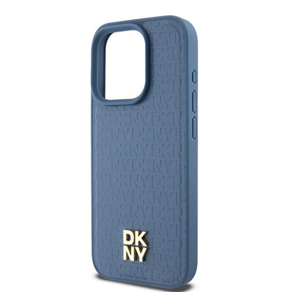 DKNY DKHMP15LPSHRPSB Leather Monogram Pattern Metal Logo MagSafe-kompatibilis tok iPhone 15 Pro - kék