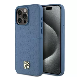   DKNY DKHMP15XPSHRPSB Leather Monogram Pattern Metal Logo MagSafe-kompatibilis tok iPhone 15 Pro Max - kék