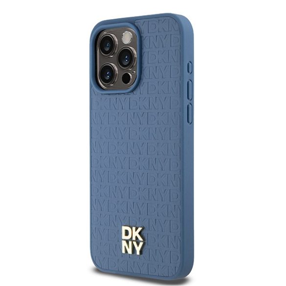 DKNY DKHMP15XPSHRPSB Leather Monogram Pattern Metal Logo MagSafe-kompatibilis tok iPhone 15 Pro Max - kék