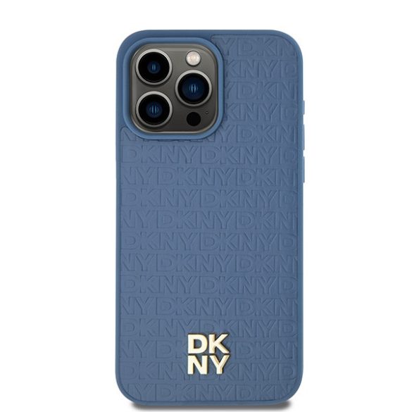 DKNY DKHMP15XPSHRPSB Leather Monogram Pattern Metal Logo MagSafe-kompatibilis tok iPhone 15 Pro Max - kék