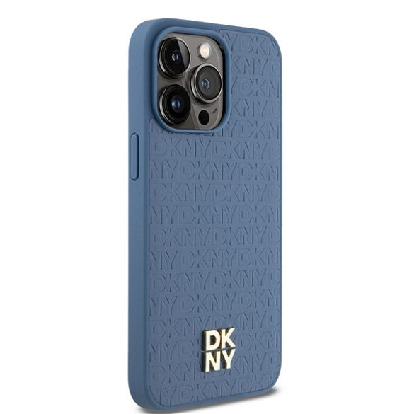 DKNY DKHMP15XPSHRPSB Leather Monogram Pattern Metal Logo MagSafe-kompatibilis tok iPhone 15 Pro Max - kék