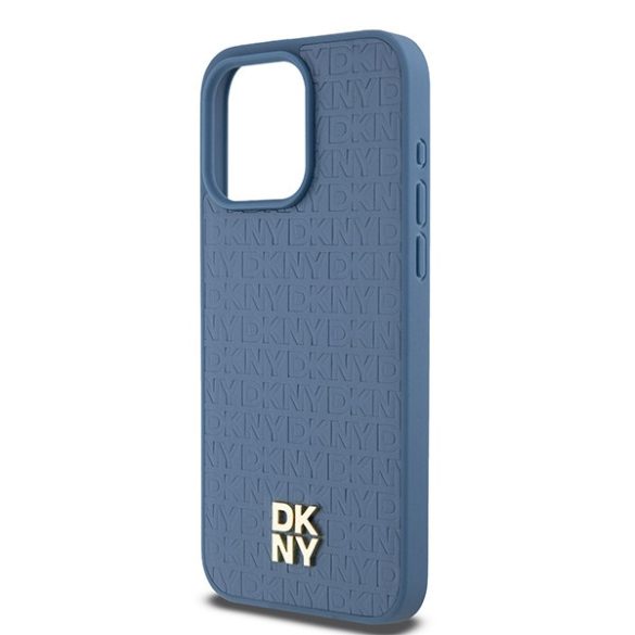 DKNY DKHMP15XPSHRPSB Leather Monogram Pattern Metal Logo MagSafe-kompatibilis tok iPhone 15 Pro Max - kék